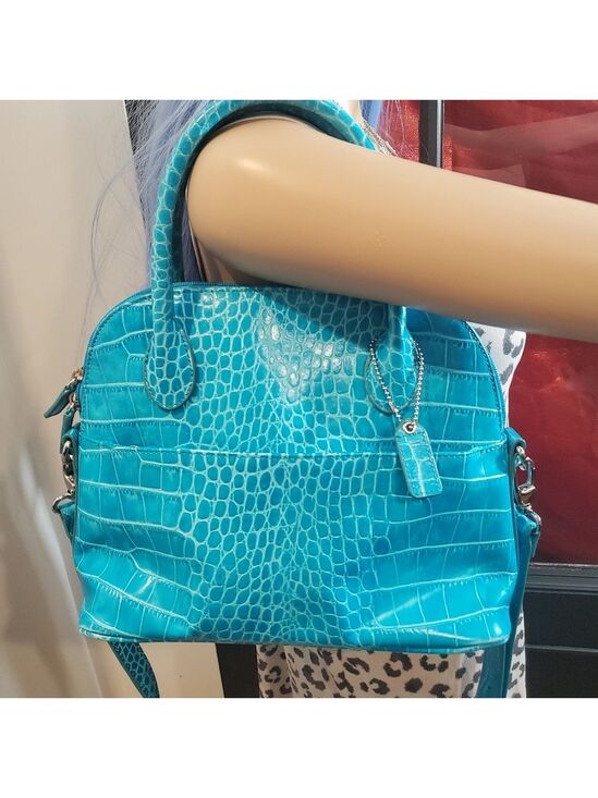 Danier Handbags - Danier Aqua Alligator Handle Bag Cossbody